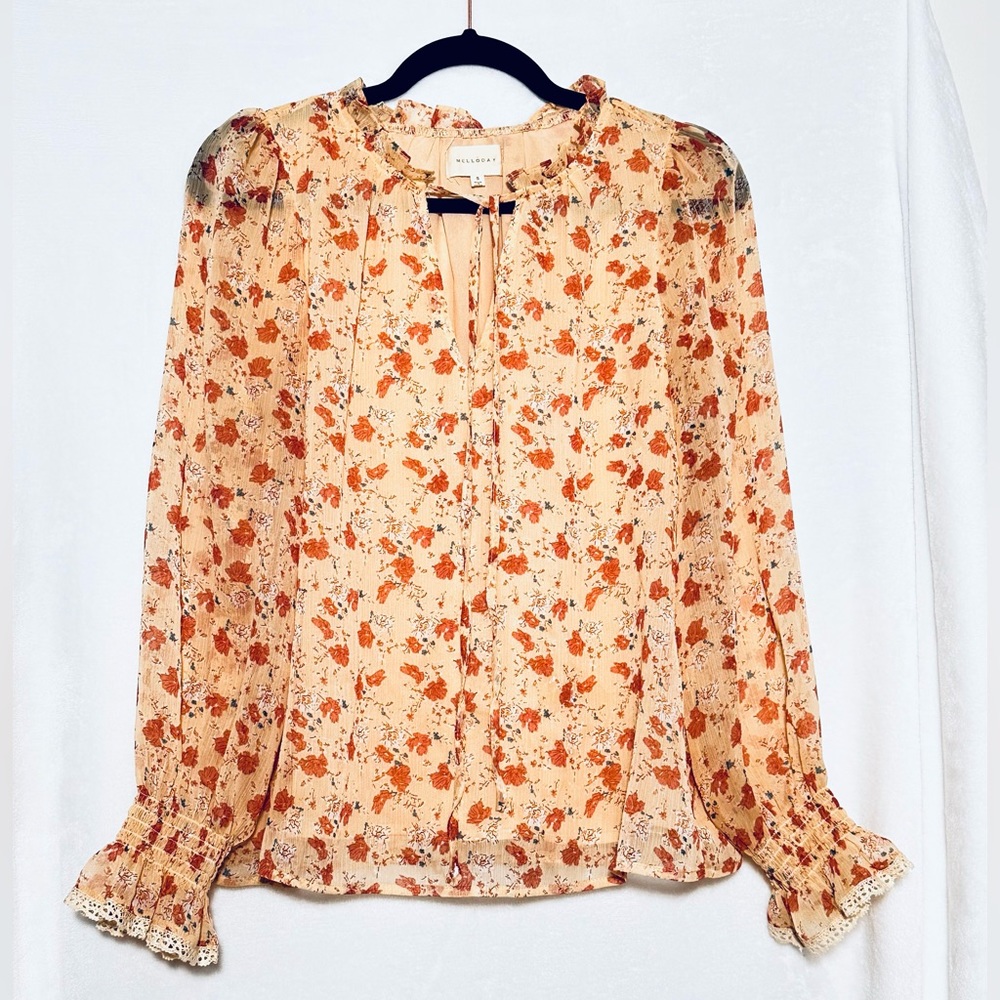 Melloday small floral long sleeve blouse